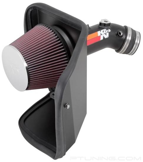 Picture of 77 Series High-Flow Performance Aluminum Black Cold Air Intake System with Red Filter