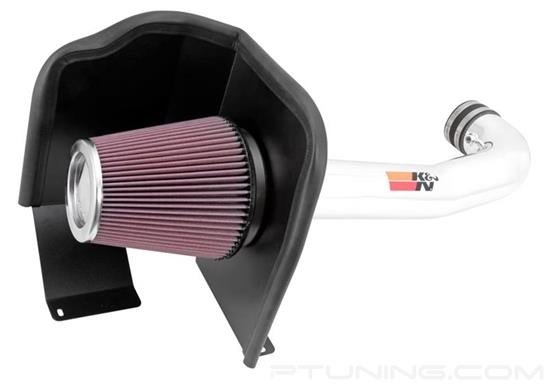 Picture of 77 Series High-Flow Performance Aluminum Bright Aluminized Cold Air Intake System with Red Filter