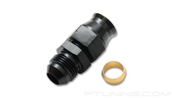 Picture of 8AN Male to 1/2" Tube Adapter Fitting with Brass Olive Insert, Aluminum - Black