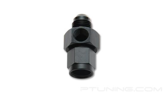 Picture of 8AN Male to 8AN Female Union Adapter Fitting with 1/8" NPT Port, Aluminum - Black