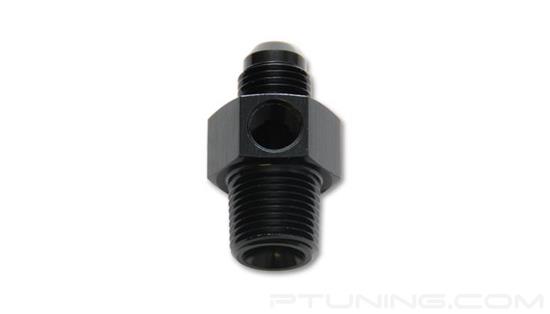 Picture of 8AN Male to 1/4" NPT Male Union Adapter Fitting with 1/8" NPT Port, Aluminum - Black