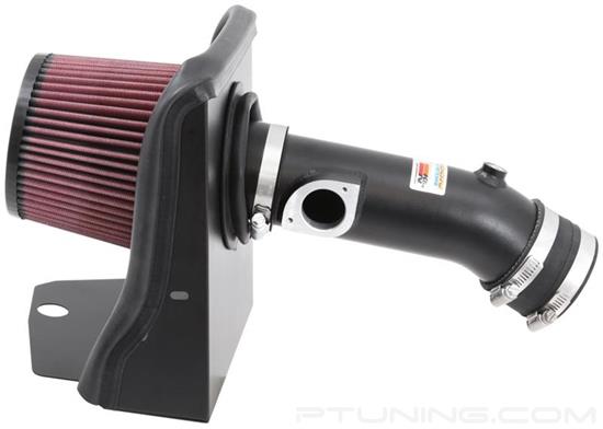 Picture of Typhoon Aluminum Textured Black Cold Air Intake System with Red Filter