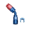 Picture of 5/16" SAE Quick-Disconnect Female to 6AN 45 Degree Hose End - Red/Blue