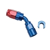 Picture of 5/16" SAE Quick-Disconnect Female to 6AN 45 Degree Hose End - Red/Blue