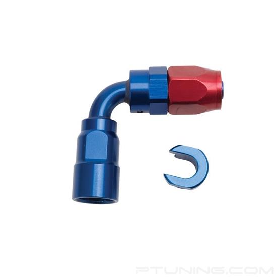 Picture of 3/8" SAE Quick-Disconnect Female to 6AN 90 Degree Hose End - Red/Blue