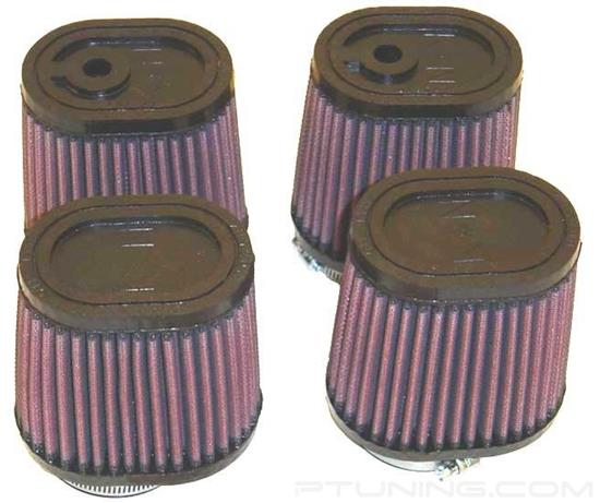 Picture of Powersport Oval Tapered Red Air Filter (2.125" F x 4" BOL x 3" BOW x 3.5" TOL x 2.5" TOW x 4" H)