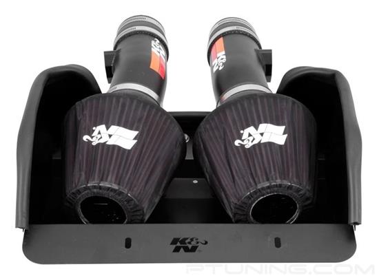 Picture of Typhoon Aluminum Textured Black Cold Air Intake System with Red Filter