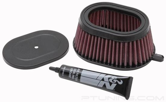 Picture of Powersport Oval Red Air Filter (5.625" BOL x 4.125" BOW x 5.625" TOL x 4.125" TOW x 2.5" H)