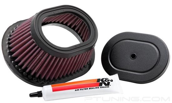 Picture of Powersport Oval Red Air Filter (6.375" BOL x 4.75" BOW x 6.375" TOL x 4.75" TOW x 2.75" H)