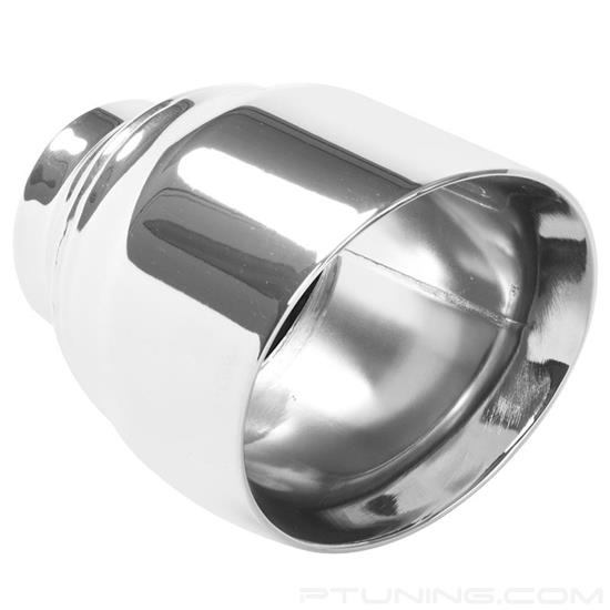 Picture of American Muscle Stainless Steel Round Rolled Edge Angle Cut Weld-On Double-Wall Polished Exhaust Tip (2.5" Inlet, 4.5" Outlet, 5.75" Length)