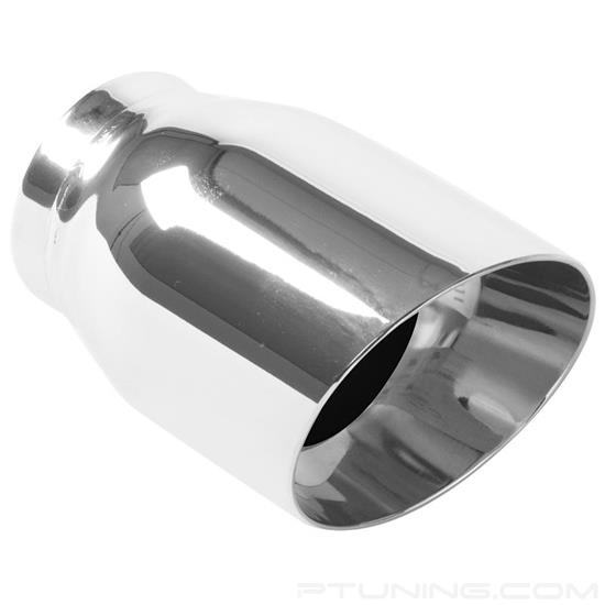 Picture of American Muscle Stainless Steel Round Rolled Edge Angle Cut Weld-On Double-Wall Polished Exhaust Tip (2.5" Inlet, 3.5" Outlet, 5.5" Length)