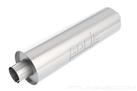 Picture of Heavy Duty Stainless Steel Round Notched Exhaust Muffler (3" Center ID, 3" Center OD, 24" Length)