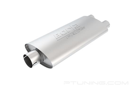 Picture of Pro XS Stainless Steel Oval Notched Exhaust Muffler (3" Center ID, 2.5" Dual OD, 19" Length)