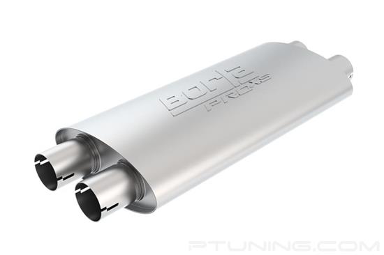 Picture of Pro XS Stainless Steel Oval Notched Exhaust Muffler (2.25" Dual ID, 2.25" Dual OD, 19" Length)