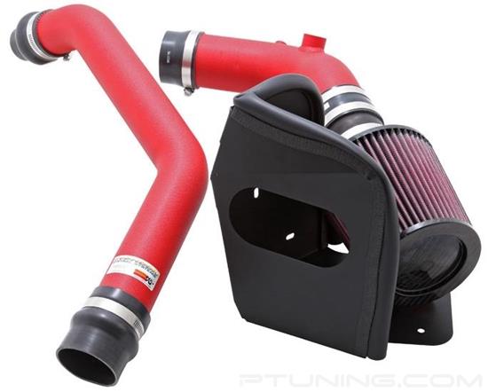 Picture of Typhoon Aluminum Wrinkle Red Cold Air Intake System with Red Filter