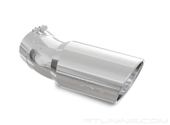 Picture of 304 SS Round 30 Degree Rolled Edge Angle Cut Clamp-On Polished Exhaust Tip (5" Inlet, 6" Outlet, 15.5" Length)