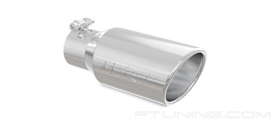 Picture of 304 SS Round Rolled Edge Angle Cut Clamp-On Polished Exhaust Tip (3" Inlet, 4" Outlet, 10" Length)