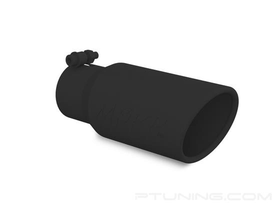 Picture of Stainless Steel Round Rolled Edge Angle Cut Clamp-On Black Exhaust Tip (3" Inlet, 4" Outlet, 10" Length)