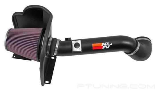 Picture of 77 Series High-Flow Performance Aluminum Textured Black Cold Air Intake System with Red Filter