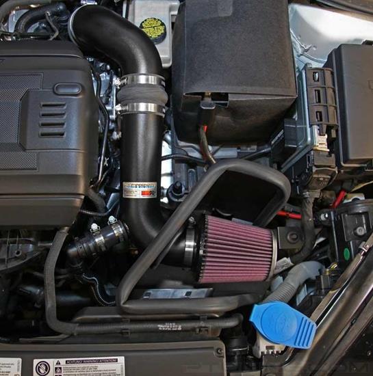 Picture of Typhoon Aluminum Textured Black Cold Air Intake System with Red Filter