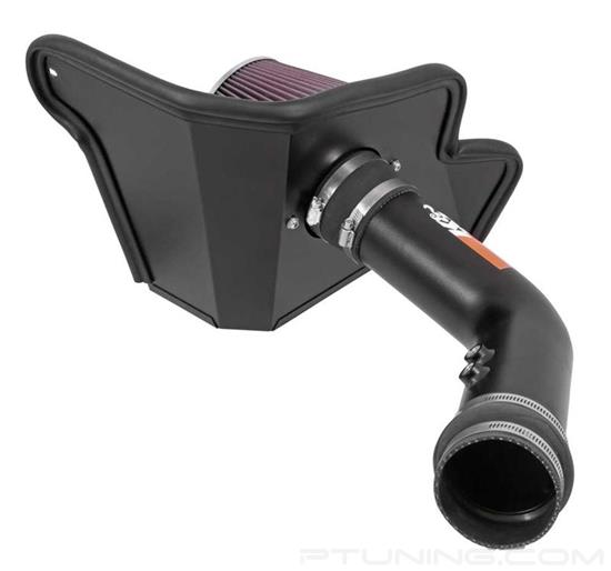 Picture of Typhoon Aluminum Textured Black Cold Air Intake System with Red Filter