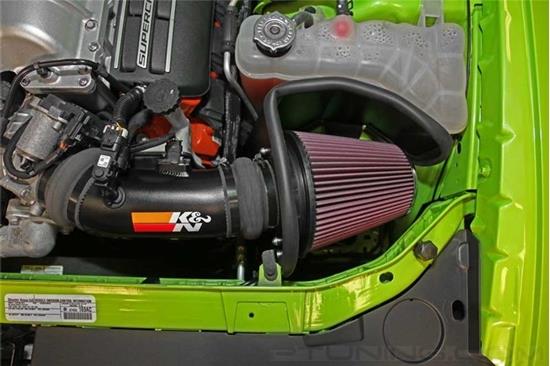 Picture of Typhoon Aluminum Textured Black Cold Air Intake System with Red Filter
