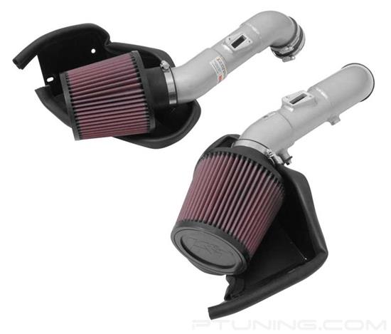 Picture of Typhoon Aluminum Silver Cold Air Intake System with Red Filter