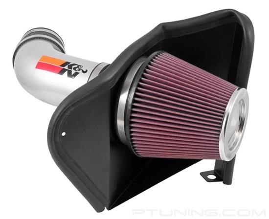 Picture of 77 Series High-Flow Performance Aluminum Silver Cold Air Intake System with Red Filter