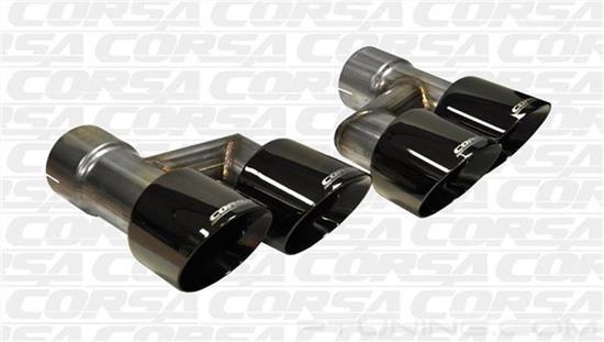 Picture of Pro-Series 304 SS Round Angle Cut Dual Clamp-On Double-Wall Black Exhaust Tip
