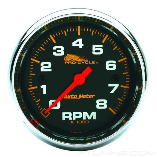 Picture of Pro-Cycle Series 3-3/8" Tachometer Gauge, 0-8,000 RPM, Black/Chrome