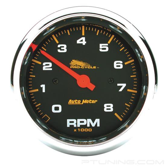 Picture of Pro-Cycle Series 3-3/4" Tachometer Gauge, 0-8,000 RPM, Black/Chrome