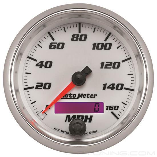 Picture of Pro-Cycle Series 3-3/8" Speedometer Gauge, 0-160 MPH, White/Bright Anodized