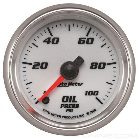 Picture of Pro-Cycle Series 2-1/16" Oil Pressure Gauge, 0-100 PSI, White/Bright Anodized