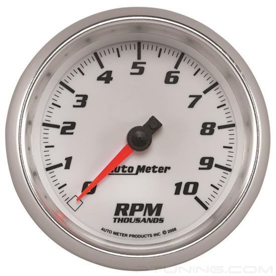 Picture of Pro-Cycle Series 3-3/8" Tachometer Gauge, 0-10,000 RPM, White/Bright Anodized
