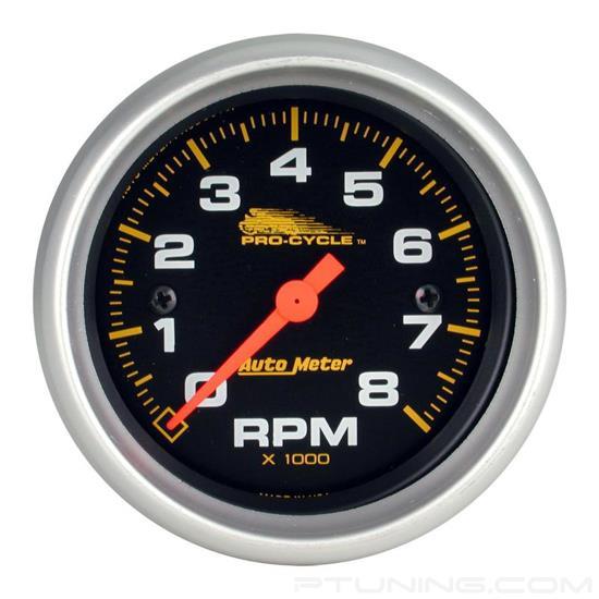 Picture of Pro-Cycle Series 2-5/8" Tachometer Gauge, 0-8,000 RPM, Black/Silver