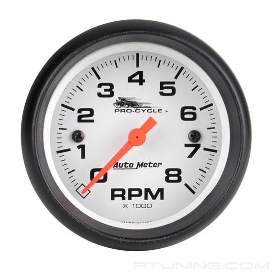 Picture of Pro-Cycle Series 2-5/8" Tachometer Gauge, 0-8,000 RPM, White/Black
