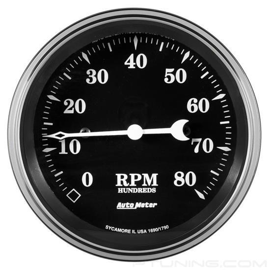 Picture of Old Tyme Black Series 3-3/8" In-Dash Tachometer Gauge, 0-8,000 RPM
