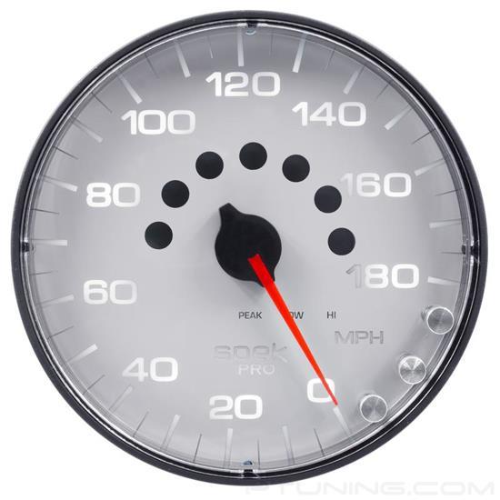 Picture of Spek-Pro Series 5" Speedometer Gauge, 0-180 MPH, White/Black/Antiglare Lens