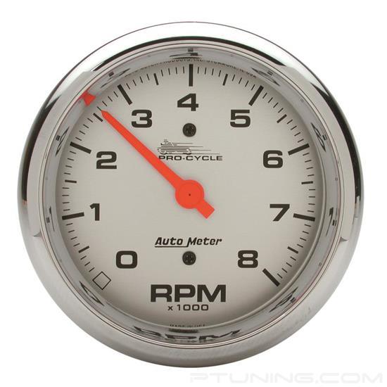 Picture of Pro-Cycle Series 3-3/8" Tachometer Gauge, 0-8,000 RPM, White/Chrome