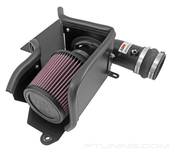 Picture of Typhoon Aluminum Textured Black Cold Air Intake System with Red Filter