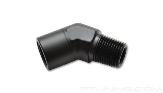 Picture of 1/8" NPT Female to Male 45 Degree Pipe Adapter Fitting, Aluminum - Black