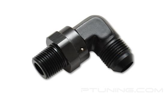 Picture of 8AN Male to 3/8" NPT Male 90 Degree Swivel Adapter Fitting, Aluminum - Black