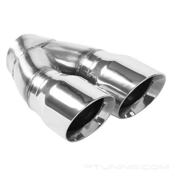 Picture of Stainless Steel Driver Side Round Angle Cut Weld-On Dual Polished Exhaust Tip (2.25" Inlet, 3" Outlet, 8" Length)