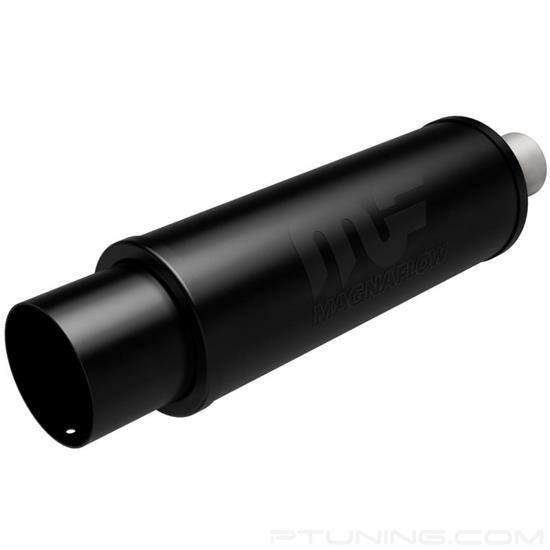 Picture of Black Series Stainless Steel Round Black Coated Exhaust Muffler with Tip (2.25" Center ID, 4" Center OD, 14" Length)
