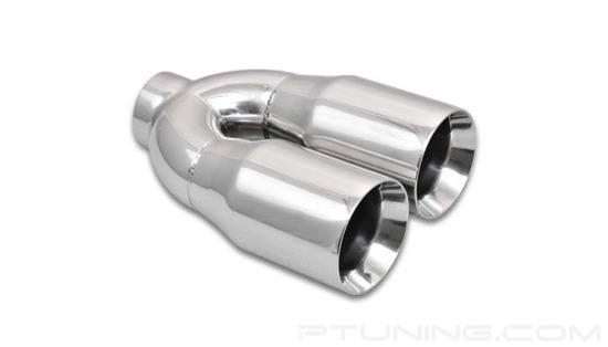 Picture of 3.5" Round Beveled Edge Straight Cut Dual Polished Exhaust Tip (2.5" Inlet, 3.5" Outlet, 10" Length, 304 SS)