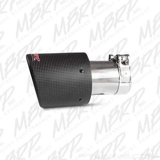 Picture of Round Angle Cut Clamp-On Double-Wall Carbon Fiber Exhaust Tip (2.5" Inlet, 4" Outlet, 7.7" Length)