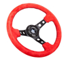 Picture of Deep Dish Reinforced Steering Wheel (350mm / 3" Deep) - Red Suede with Black Circle Cutout Spokes