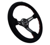 Picture of Deep Dish Reinforced Steering Wheel (350mm / 3" Deep) - Black Suede with Red Stitching, 5mm Spokes with Slits