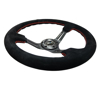 Picture of Deep Dish Reinforced Steering Wheel (350mm / 3" Deep) - Black Suede with Red Stitching, 5mm Spokes with Slits