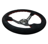 Picture of Deep Dish Reinforced Steering Wheel (350mm / 3" Deep) - Black Suede with Red Stitching, 5mm Spokes with Slits
